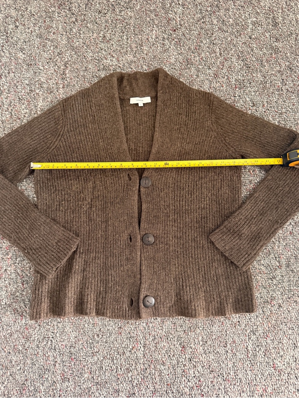 Vince Brown Ribbed Button-Front Cardigan - Picture 3 of 10